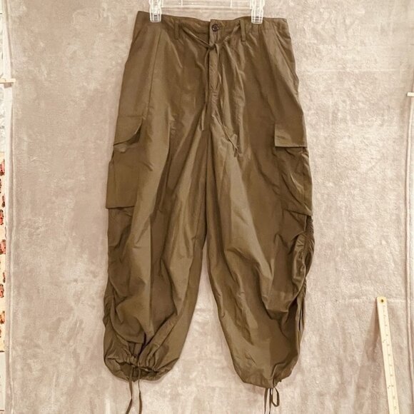 Halara Pants Womens Medium Olive Green Harem Cargo Parachute Nylon Utility - Picture 1 of 16